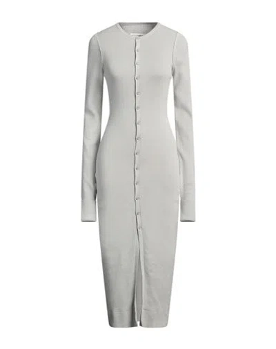 Mm6 Maison Margiela Woman Midi Dress Light Grey Size M Cotton, Polyamide