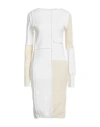 Mm6 Maison Margiela Woman Midi Dress Off White Size Xs Viscose, Polyester, Cotton In Off White