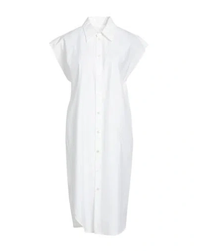 Mm6 Maison Margiela Woman Midi Dress White Size 6 Cotton