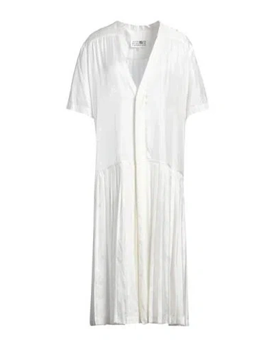 Mm6 Maison Margiela Woman Midi Dress White Size 6 Viscose In White