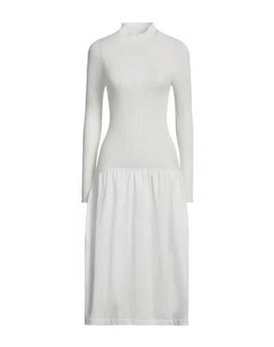 Mm6 Maison Margiela Woman Midi Dress White Size L Cotton