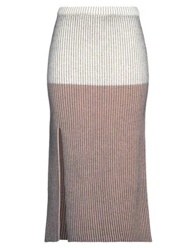 Mm6 Maison Margiela Woman Midi Skirt Beige Size S Acrylic, Virgin Wool