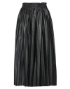 Mm6 Maison Margiela Pleated Faux Leather Midi Skirt In Black