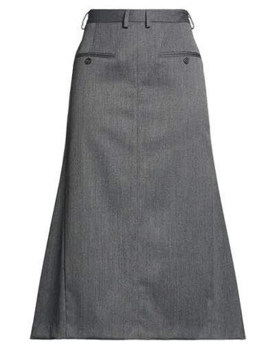 Mm6 Maison Margiela Woman Midi Skirt Grey Size 6 Polyester, Virgin Wool, Elastane