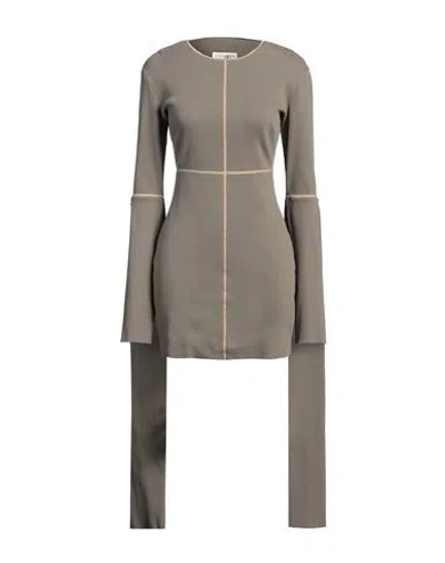 Mm6 Maison Margiela Woman Mini Dress Grey Size M Cotton, Elastane