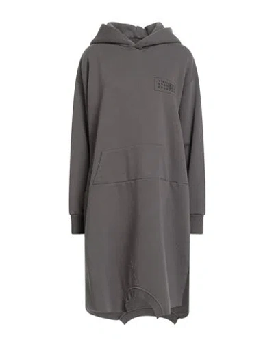Mm6 Maison Margiela Gray Printed-logo Midi Dress In 860 Grey