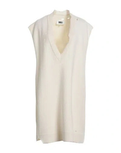 Mm6 Maison Margiela Woman Mini Dress Ivory Size M Wool In White