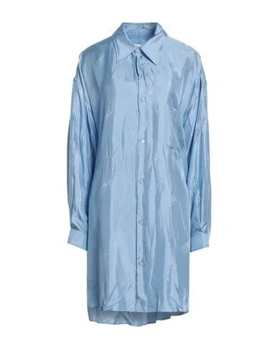 Mm6 Maison Margiela Woman Mini Dress Sky Blue Size L Viscose
