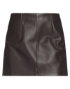 Mm6 Maison Margiela Woman Mini Skirt Dark Brown Size 6 Calfskin