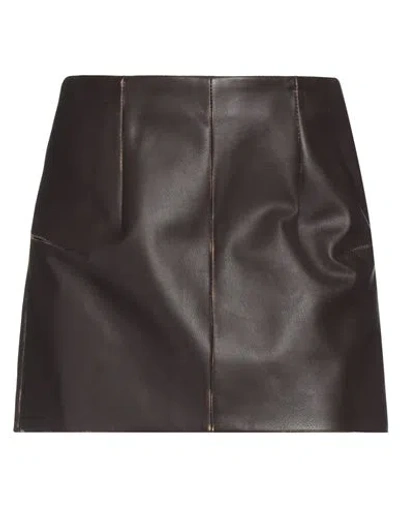 Mm6 Maison Margiela Woman Mini Skirt Dark Brown Size 6 Calfskin