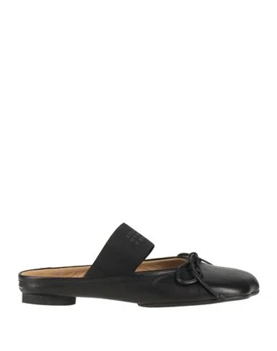 Mm6 Maison Margiela Woman Mules & Clogs Black Size 6.5 Leather In Black