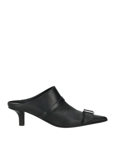 Mm6 Maison Margiela Leather Buckle Mules In Black