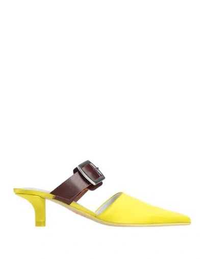 MM6 MAISON MARGIELA MM6 MAISON MARGIELA WOMAN MULES & CLOGS LIME GREEN SIZE 6 TEXTILE FIBERS, LEATHER