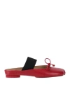 Mm6 Maison Margiela Woman Mules & Clogs Red Size 8 Leather