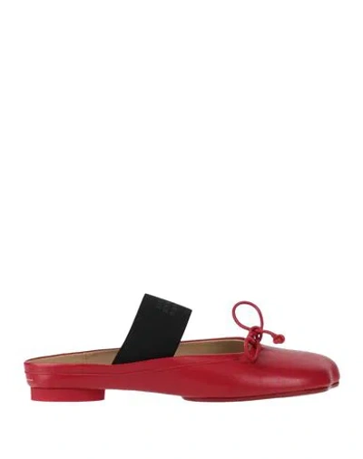 Mm6 Maison Margiela Woman Mules & Clogs Red Size 8 Leather