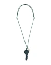 Mm6 Maison Margiela Woman Necklace Dark Green Size - Resin, Cotton, Brass In Black