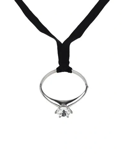 Mm6 Maison Margiela Woman Necklace Silver Size - Metal, Textile Fibers In Metallic