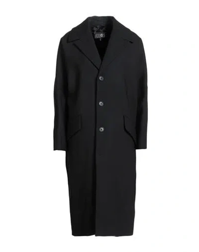 MM6 MAISON MARGIELA MM6 MAISON MARGIELA WOMAN OVERCOAT & TRENCH COAT BLACK SIZE 4 POLYESTER, VIRGIN WOOL, ELASTANE