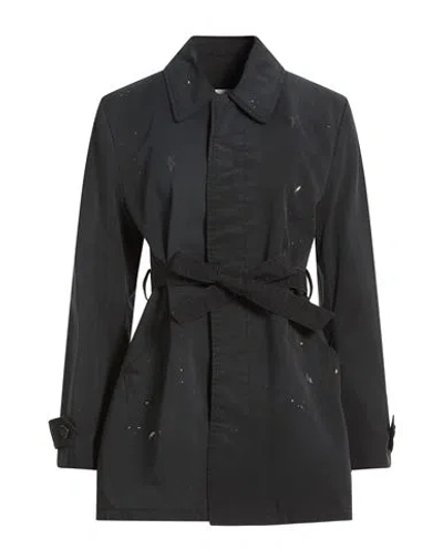 Mm6 Maison Margiela Woman Overcoat & Trench Coat Black Size 6 Cotton