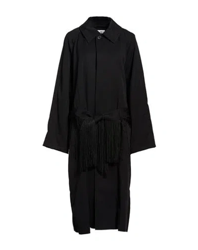 Mm6 Maison Margiela Woman Overcoat & Trench Coat Black Size 6 Virgin Wool