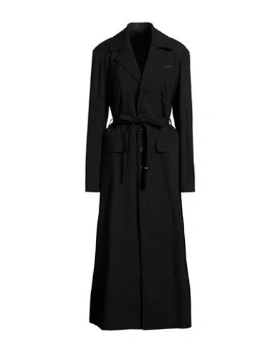 Mm6 Maison Margiela Woman Overcoat & Trench Coat Black Size 8 Virgin Wool
