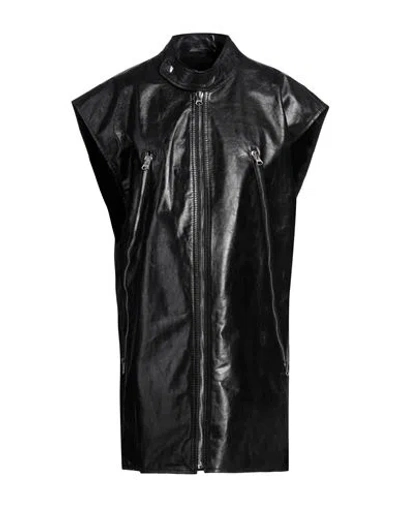 Mm6 Maison Margiela Woman Overcoat & Trench Coat Black Size S Calfskin