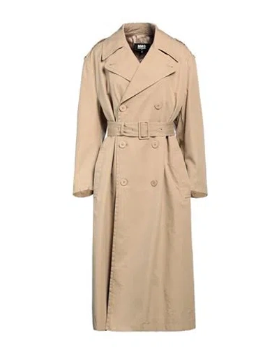 Mm6 Maison Margiela Woman Overcoat & Trench Coat Camel Size 6 Cotton In Beige
