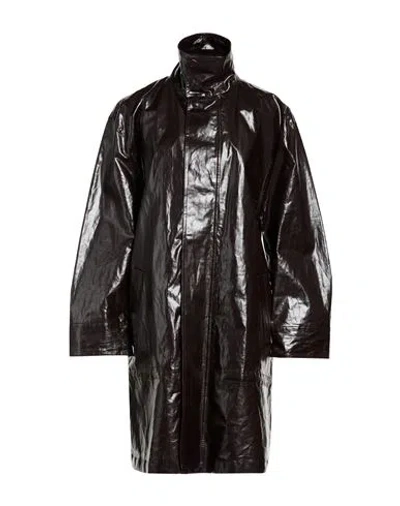 Mm6 Maison Margiela Woman Overcoat & Trench Coat Dark Brown Size 0 Linen