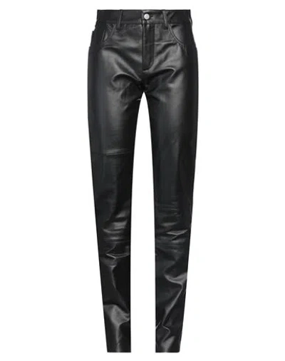 Mm6 Maison Margiela Woman Pants Black Size 8 Bovine Leather