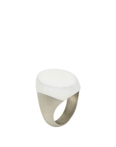Mm6 Maison Margiela Woman Ring White Size Onesize Brass In Metallic