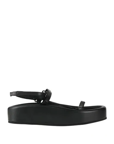 Mm6 Maison Margiela Woman Sandals Black Size 8 Leather