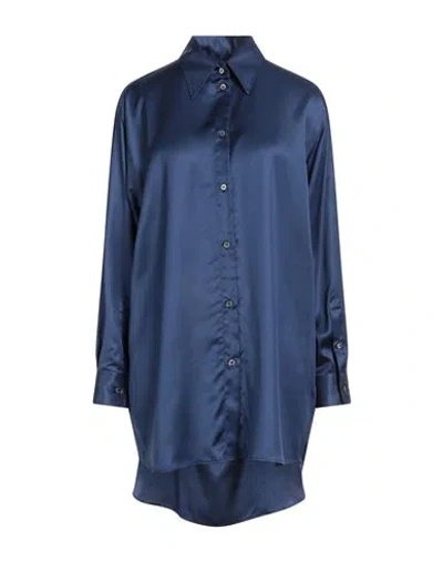 Mm6 Maison Margiela Woman Shirt Blue Size 10 Viscose