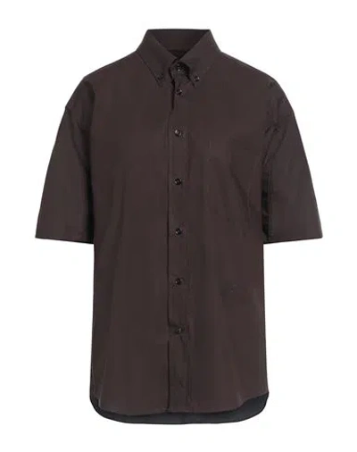 Mm6 Maison Margiela Woman Shirt Dark Brown Size 6 Cotton