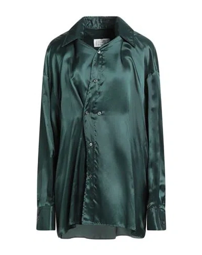 Mm6 Maison Margiela Woman Shirt Dark Green Size 8 Viscose