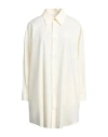 Mm6 Maison Margiela Off-white Poplin Shirt Minidress