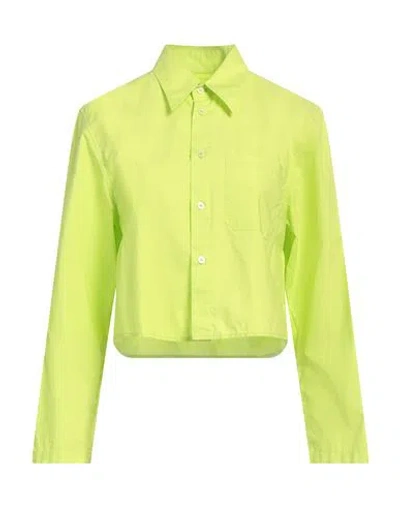 Mm6 Maison Margiela Woman Shirt Lime Green Size 8 Cotton