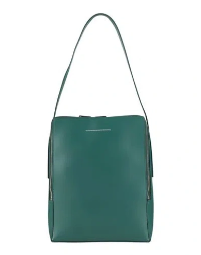 Mm6 Maison Margiela Woman Shoulder Bag Dark Green Size - Cow Leather, Zinc, Aluminum, Copper, Cotton