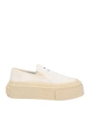 Mm6 Maison Margiela Ecru Canvas Slip On Sneakers In Beige