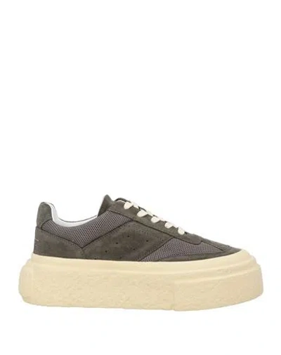 Mm6 Maison Margiela Woman Sneakers Charcoal Size 8 Leather, Textile Fibers In Blue