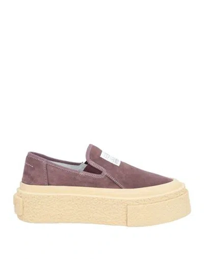 Mm6 Maison Margiela Woman Sneakers Deep Purple Size 8 Leather