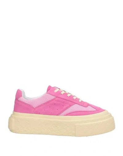 Mm6 Maison Margiela Woman Sneakers Fuchsia Size 6 Leather, Textile Fibers In Pink