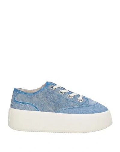 Mm6 Maison Margiela Woman Sneakers Light Blue Size 7 Leather