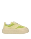 Mm6 Maison Margiela Woman Sneakers Light Green Size 8 Leather, Textile Fibers