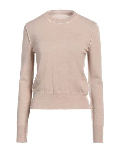 Mm6 Maison Margiela Woman Sweater Beige Size L Virgin Wool, Acrylic