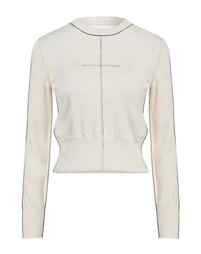 Mm6 Maison Margiela Woman Sweater Cream Size L Virgin Wool, Acrylic In White
