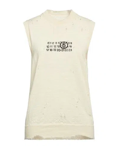 Mm6 Maison Margiela Woman Sweater Cream Size M Virgin Wool In Neutral