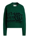Mm6 Maison Margiela Logo-intarsia Distressed-effect Jumper In Green