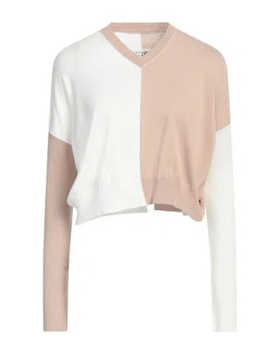Mm6 Maison Margiela Colour-block Cropped Jumper In White