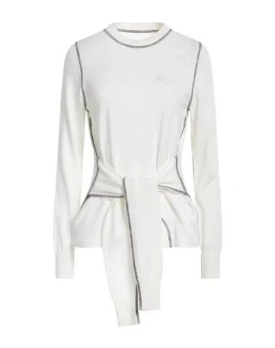 Mm6 Maison Margiela Woman Sweater Ivory Size M Acrylic, Virgin Wool In White