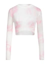 Mm6 Maison Margiela Cropped Tie-dyed Knitted Sweater In Pink